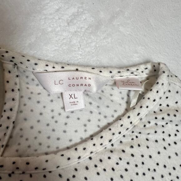 LC Lauren Conrad Crewneck Polka Dot Top Size X-Large Casual Preppy Girly - Picture 4 of 10